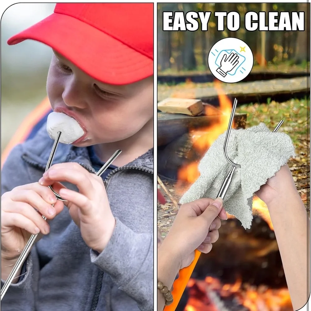 NWT (5) Extendable Marshmallow Roasting Sticks Extra Long 45'' Stainless Steel - Picture 6 of 7